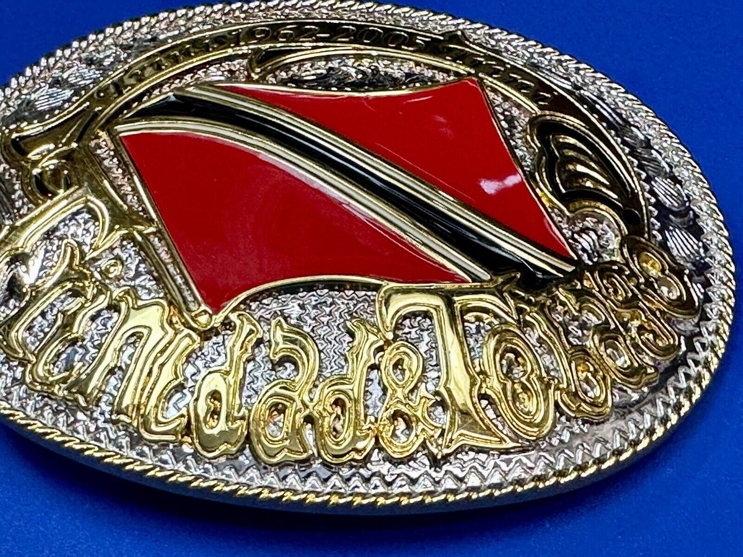 Trinidad & Tobago Flag Caribbean Country Gold Silver Red Patriotic Belt Buckle