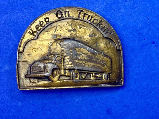 Keep On Truckin Semi Big Rig Drivers Belt Buckle RARE Indiana Metal Craft 