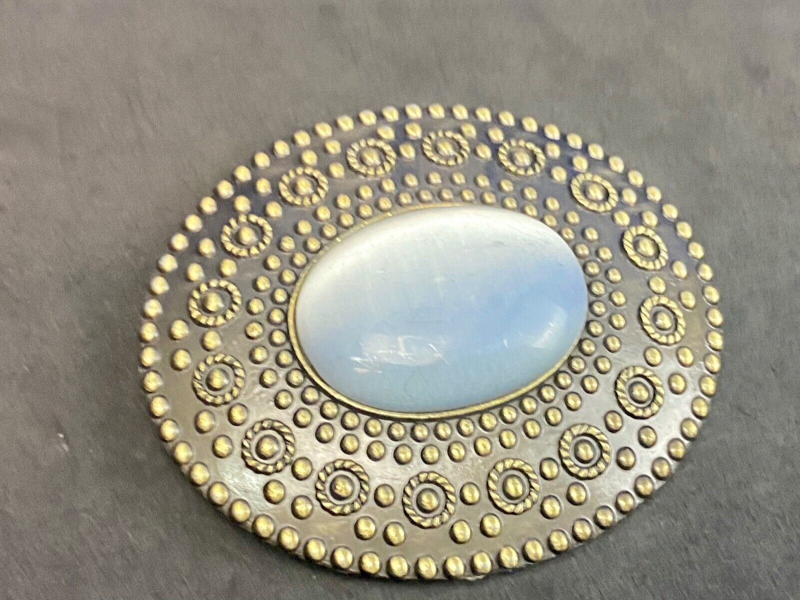 Unique Real or faux white oval stone in western centerpiece belt buckle