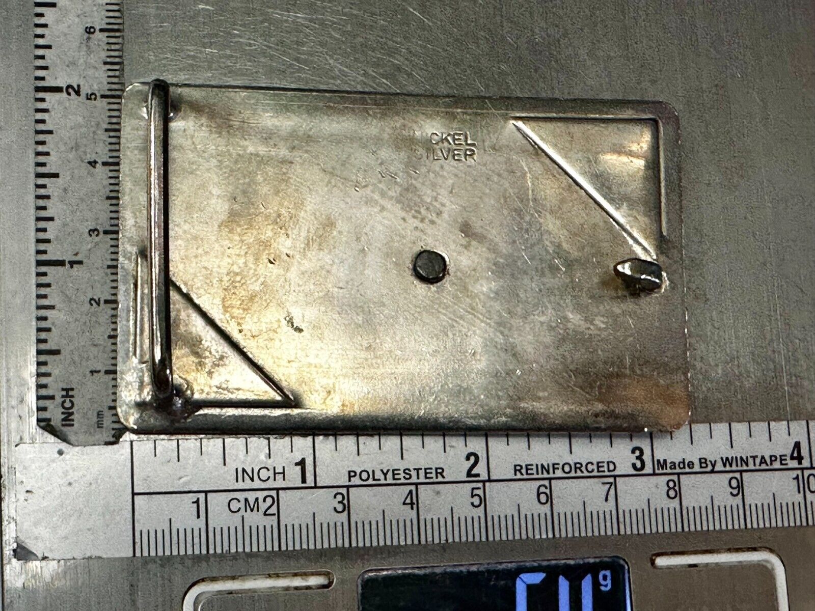 Vintage Horse Head on Nickel Silver Rectangular Belt Buckle