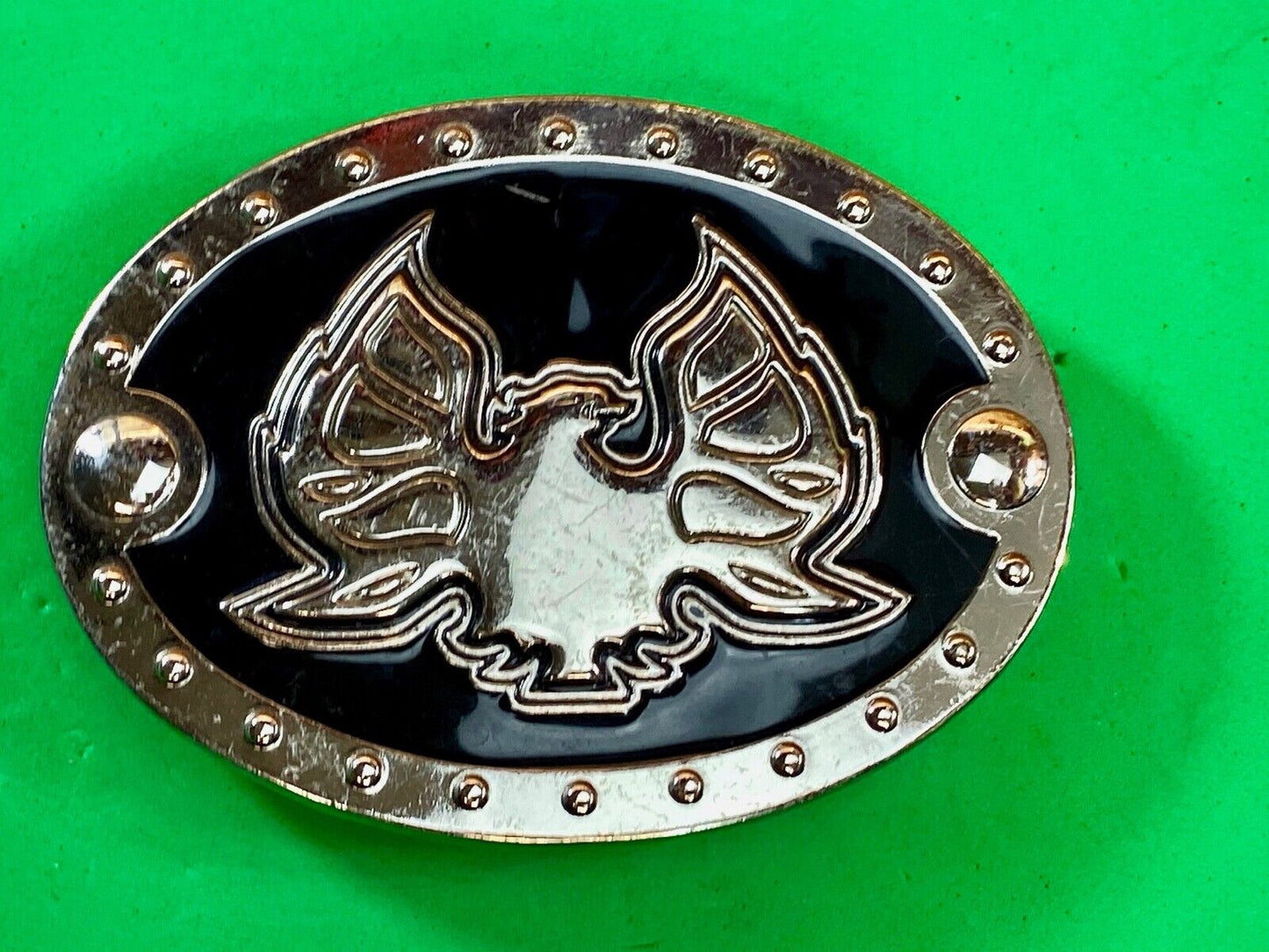 Unknown To Me Black And Silver Pattern Eagle Studded Game Or Logo Belt Buckle 