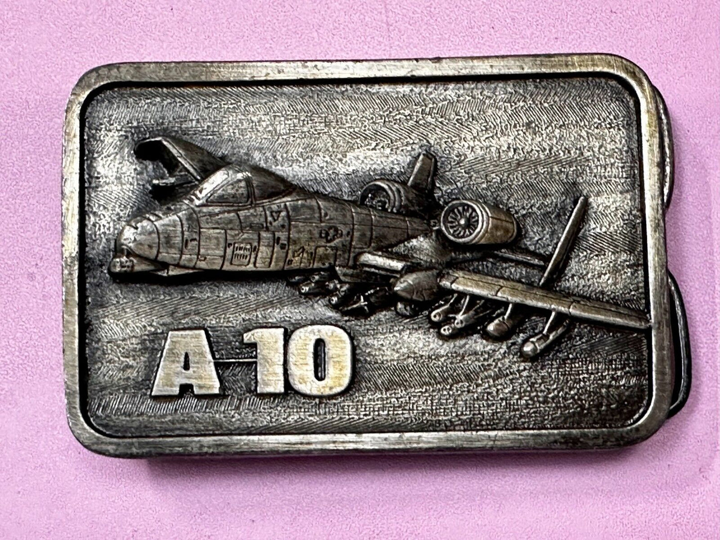 A-10 Thunderbird Warthog Air Force Fighter Jet Silver Tone Vintage Belt Buckle