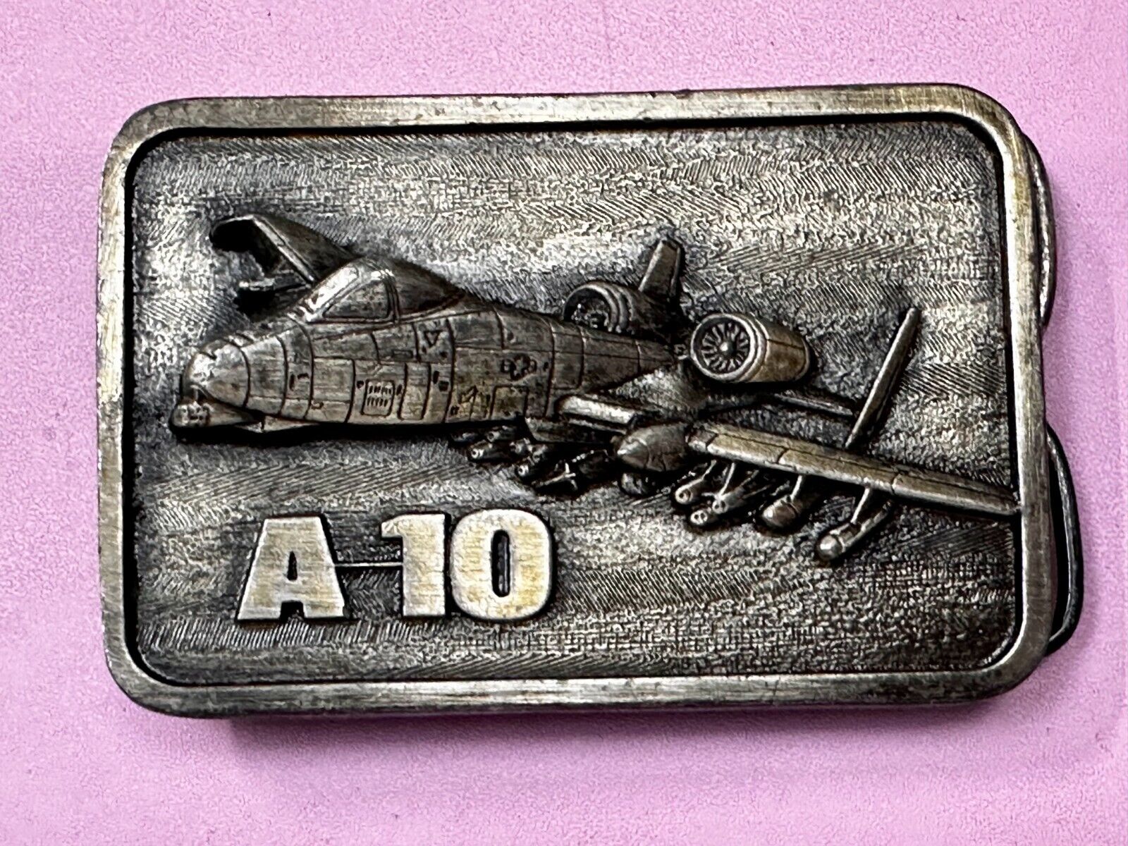 A-10 Thunderbird Warthog Air Force Fighter Jet Silver Tone Vintage Belt Buckle