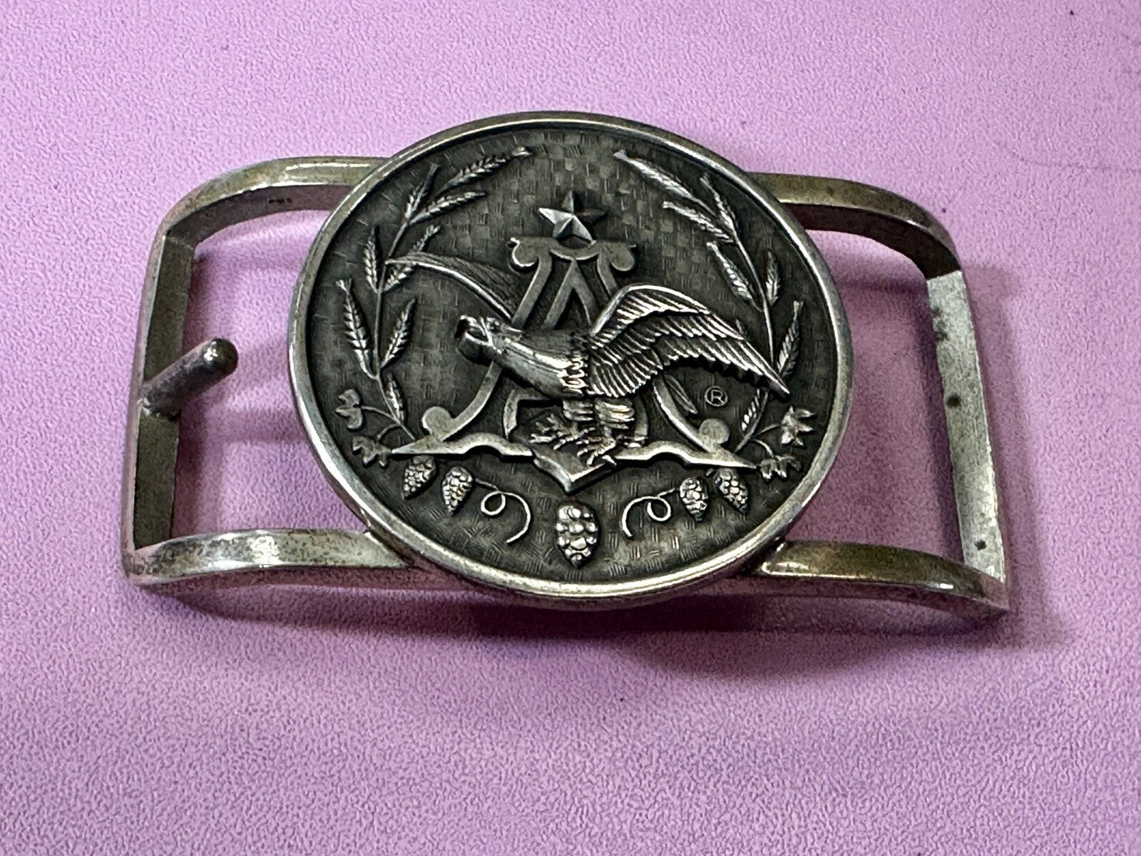 Anheuser Busch Sterling Silver Beer Brewing Co Eagle Belt Buckle 