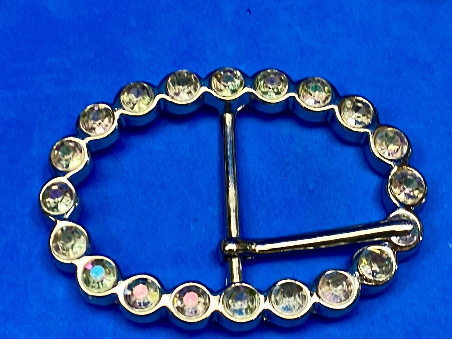 Antique? Rhinestone covered simple silver tone victorian vibe belt buckle 