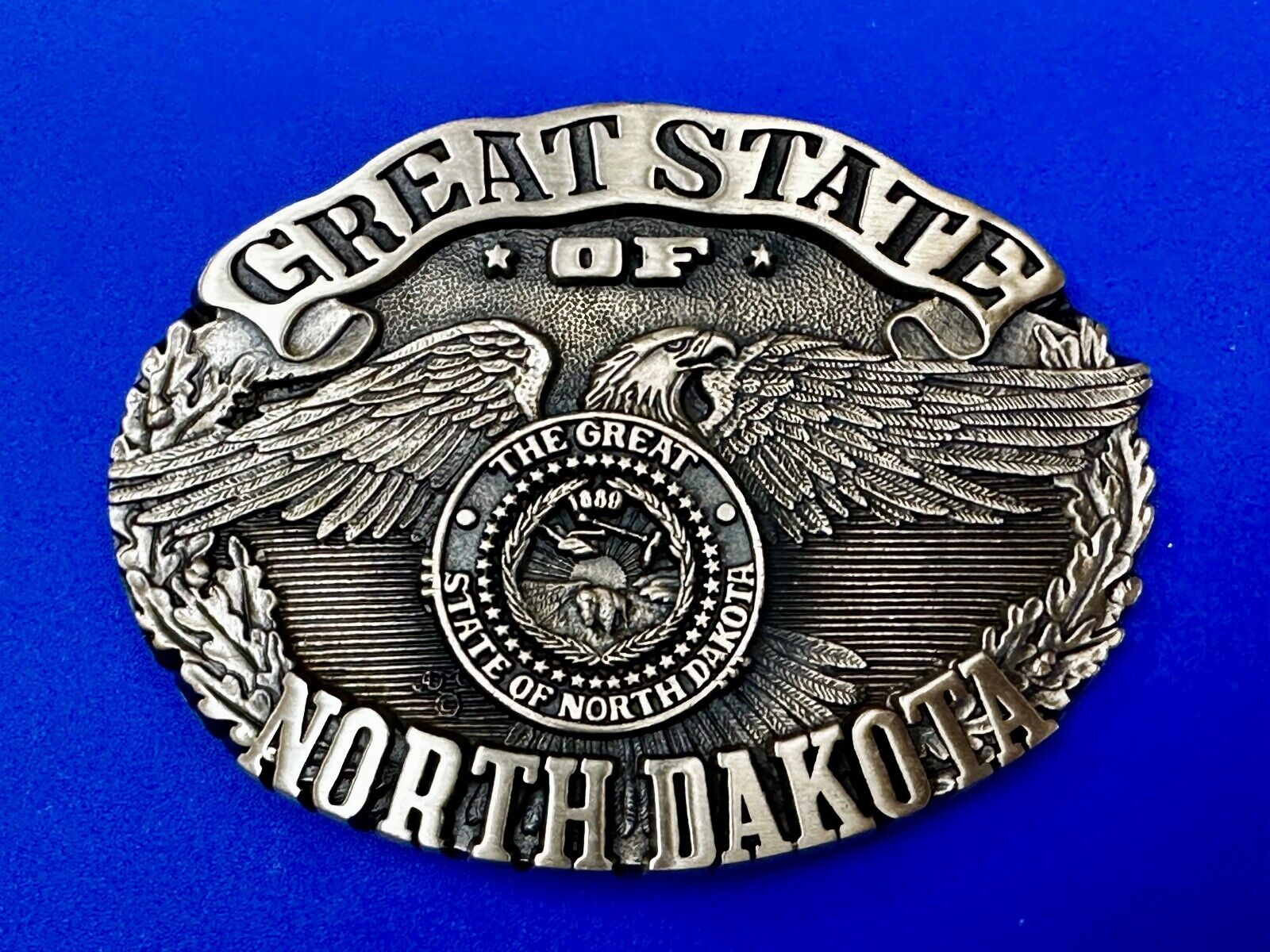 The Great State of North Dakota Vintage Award Design Medals 1st Edn Belt Buckle