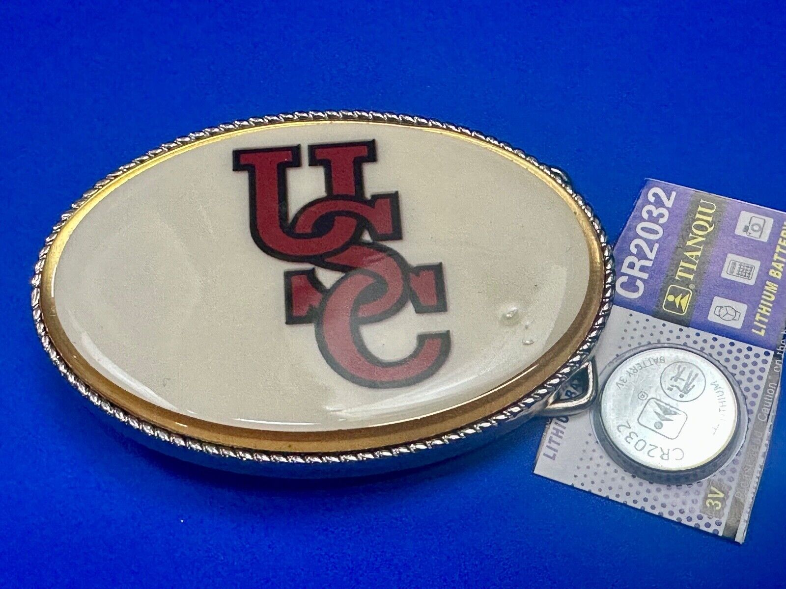 USC University of Southern California LED Flashing belt buckle w/ fresh battery!