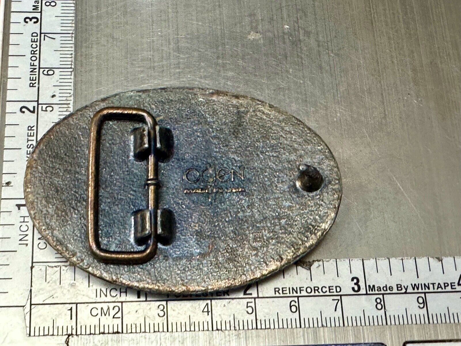 BILL  vintage custom name metal faux wood grain Belt Buckle By Oden