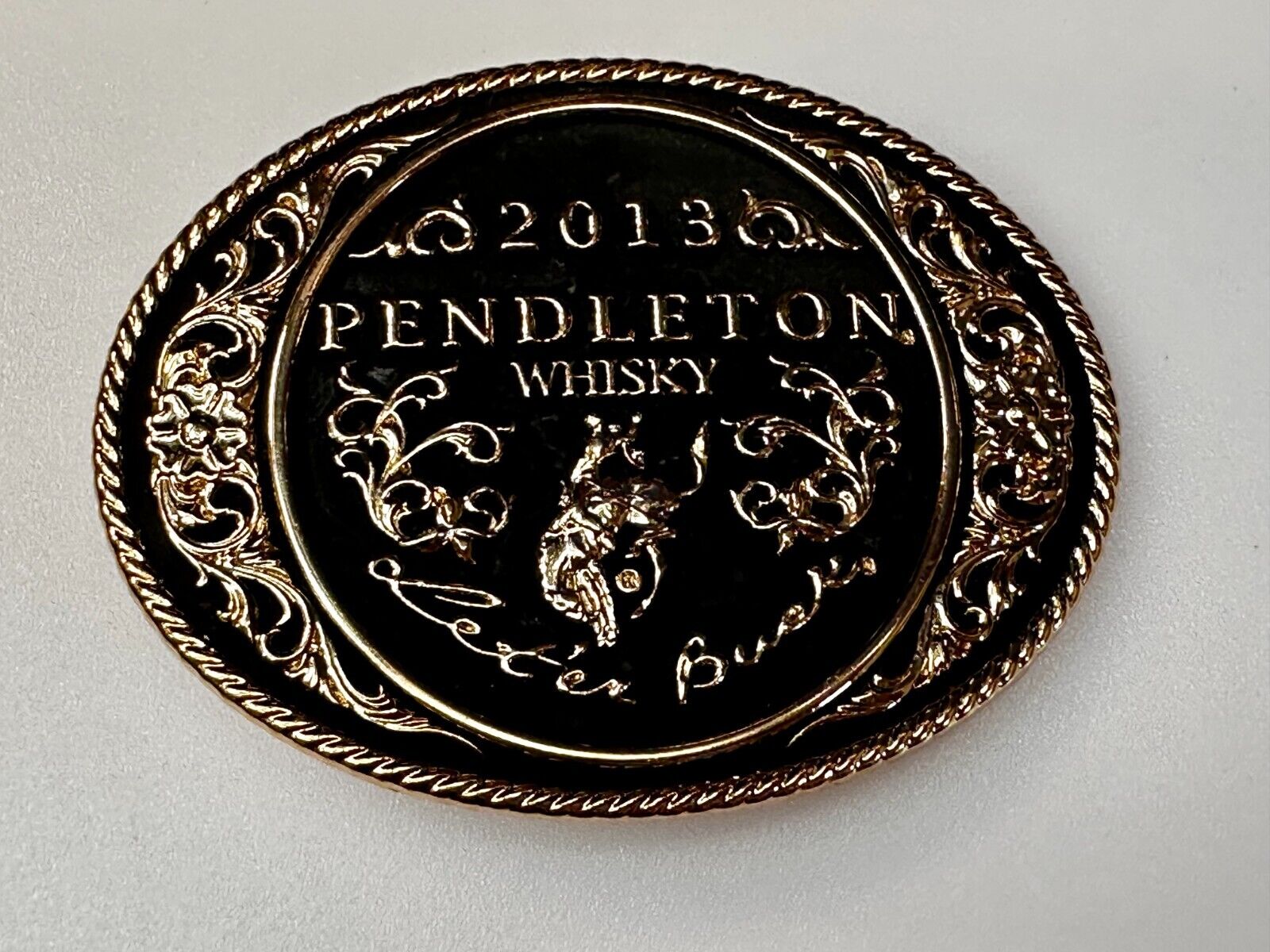 2013 Pendleton Whiskey Let'er Buck Rodeo Cowboy Montana Silversmiths Belt Buckle