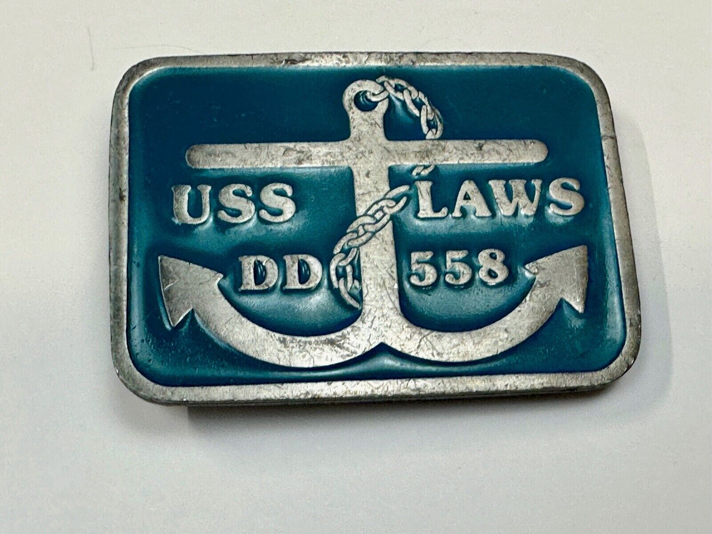 US Navy USS Laws DD-558 Destroyer Ship Boat Vintage Belt Buckle by CD Hit