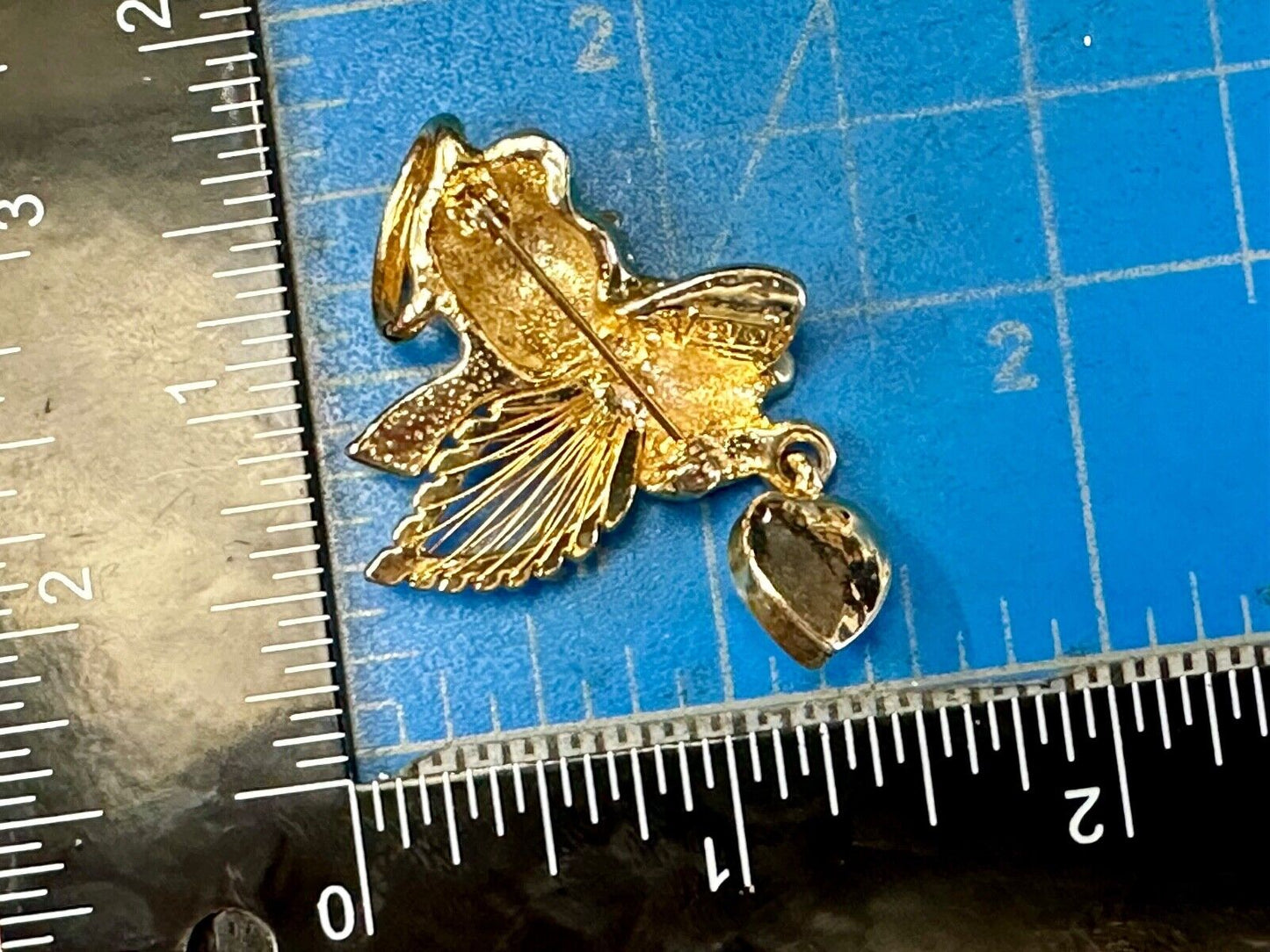 Angle with wings and Heart dangle beautiful AAI vintage brooch pin