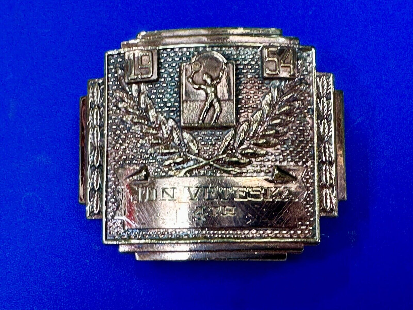 1954 Tennis Trophy Match 4th place Award Dress vintage belt buckle