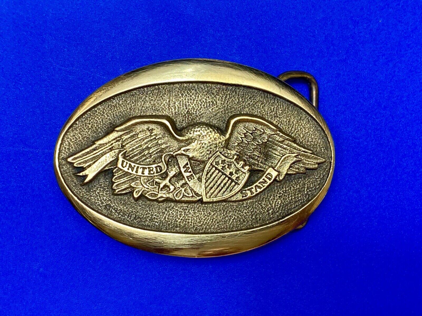 United we Stand - Patriotic American Eagle Solid brass Heritage Mint belt buckle