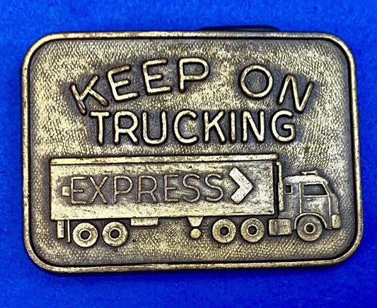 Vintage Keep On Truckin Express Driver Semi-Truck Big Rig Belt Buckle 