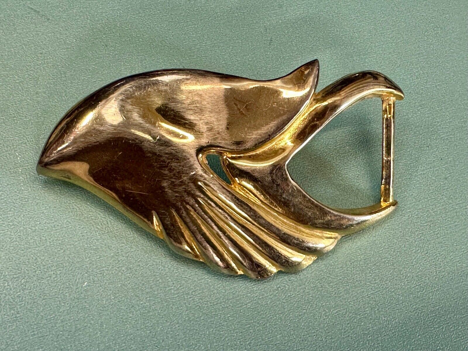 Abstract Art - Wings  gold tone belt buckle signed Leather shop