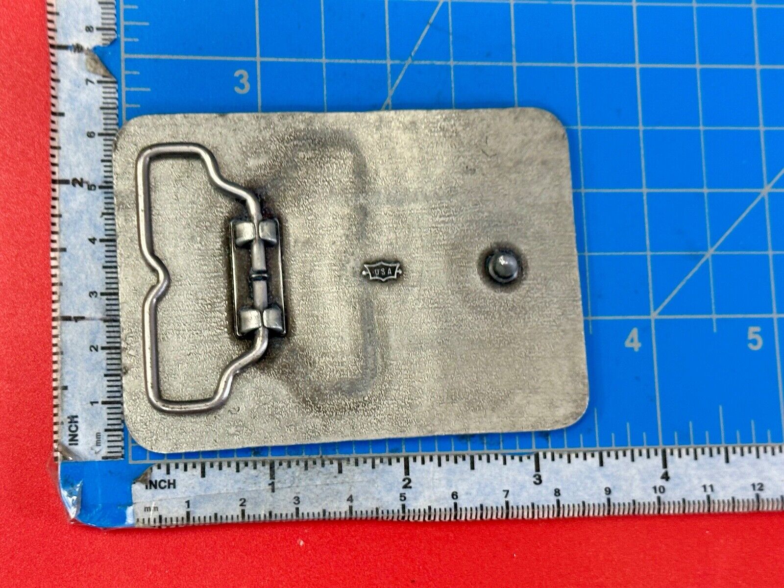 The Statler Brothers American Flag Country Shaped background band belt buckle