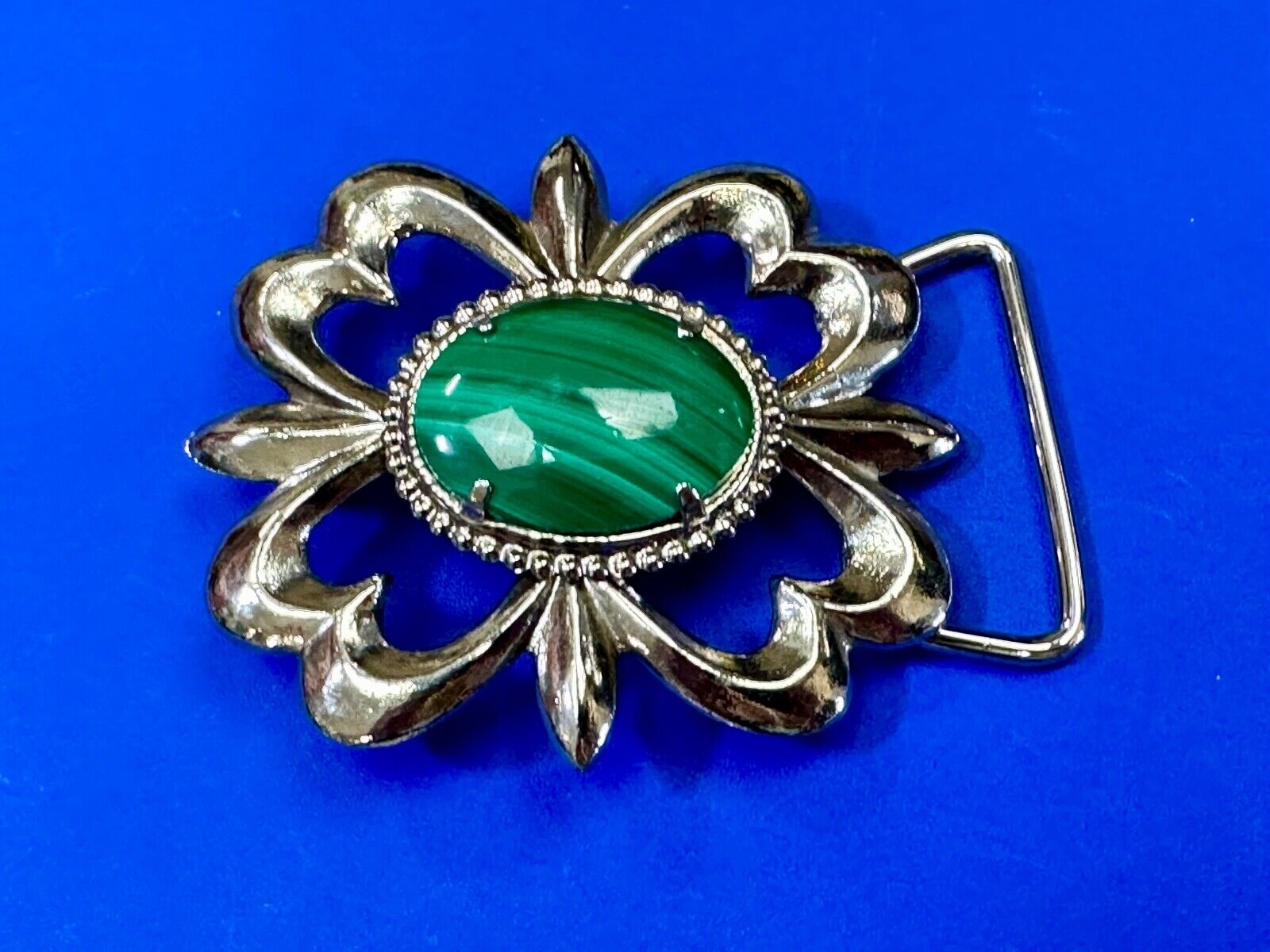 Beautiful Green Malachite Native American Navajo style Cabochon Cab belt buckle