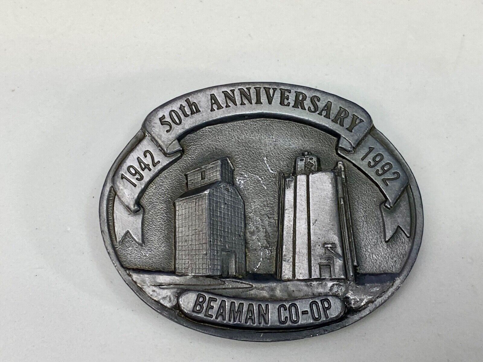 Beaman Co-Op 50Th Anniversary Iowa Feed Grain Farming Agriculture Belt Buckle 