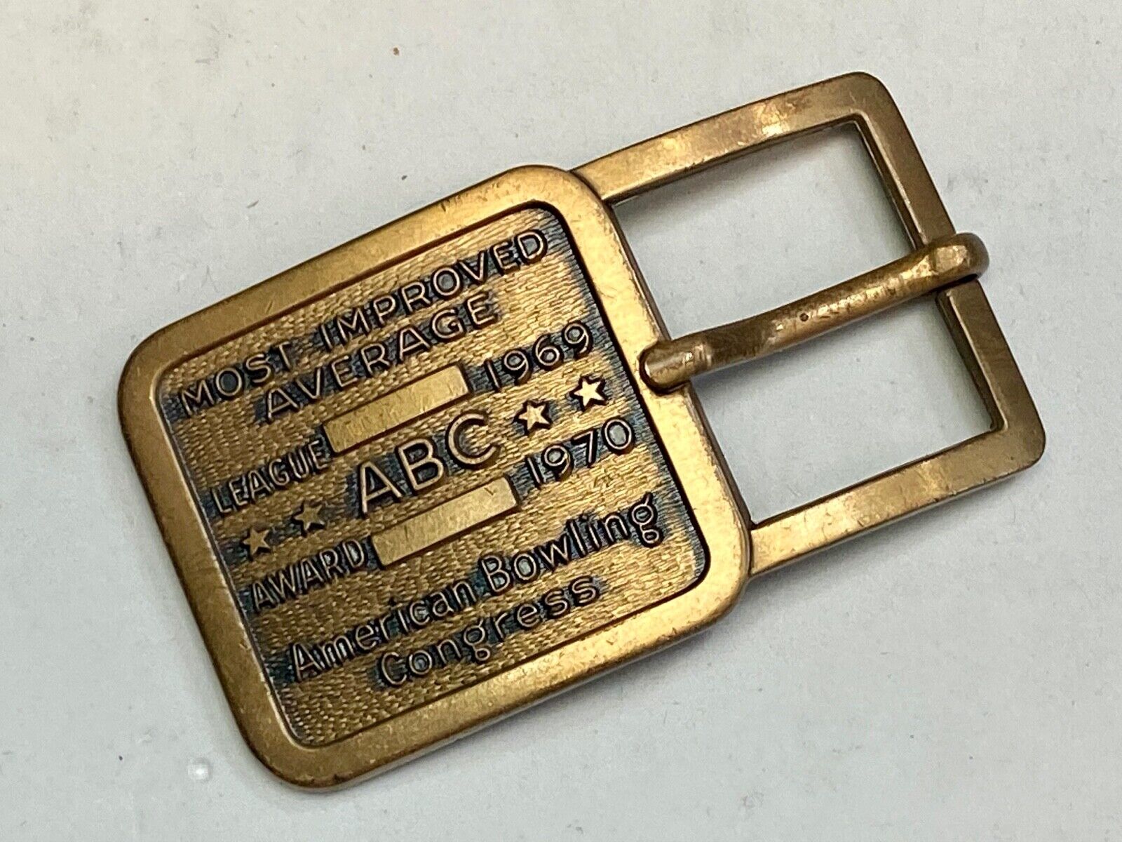 1970 ABC American Bowling Congress Belt Buckle Most Improved Avg, League Award