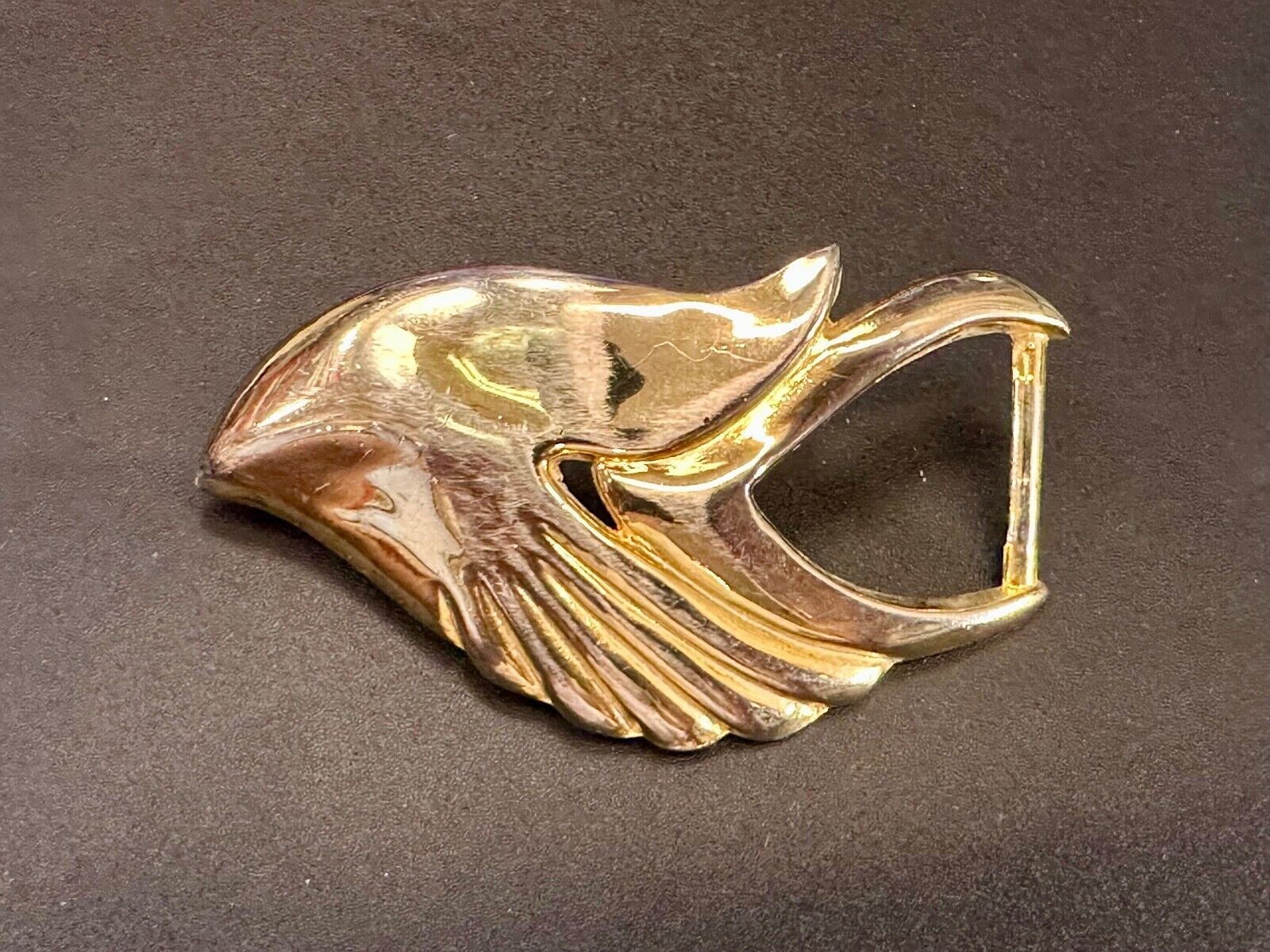 Abstract Art - Wings  gold tone belt buckle signed Leather shop