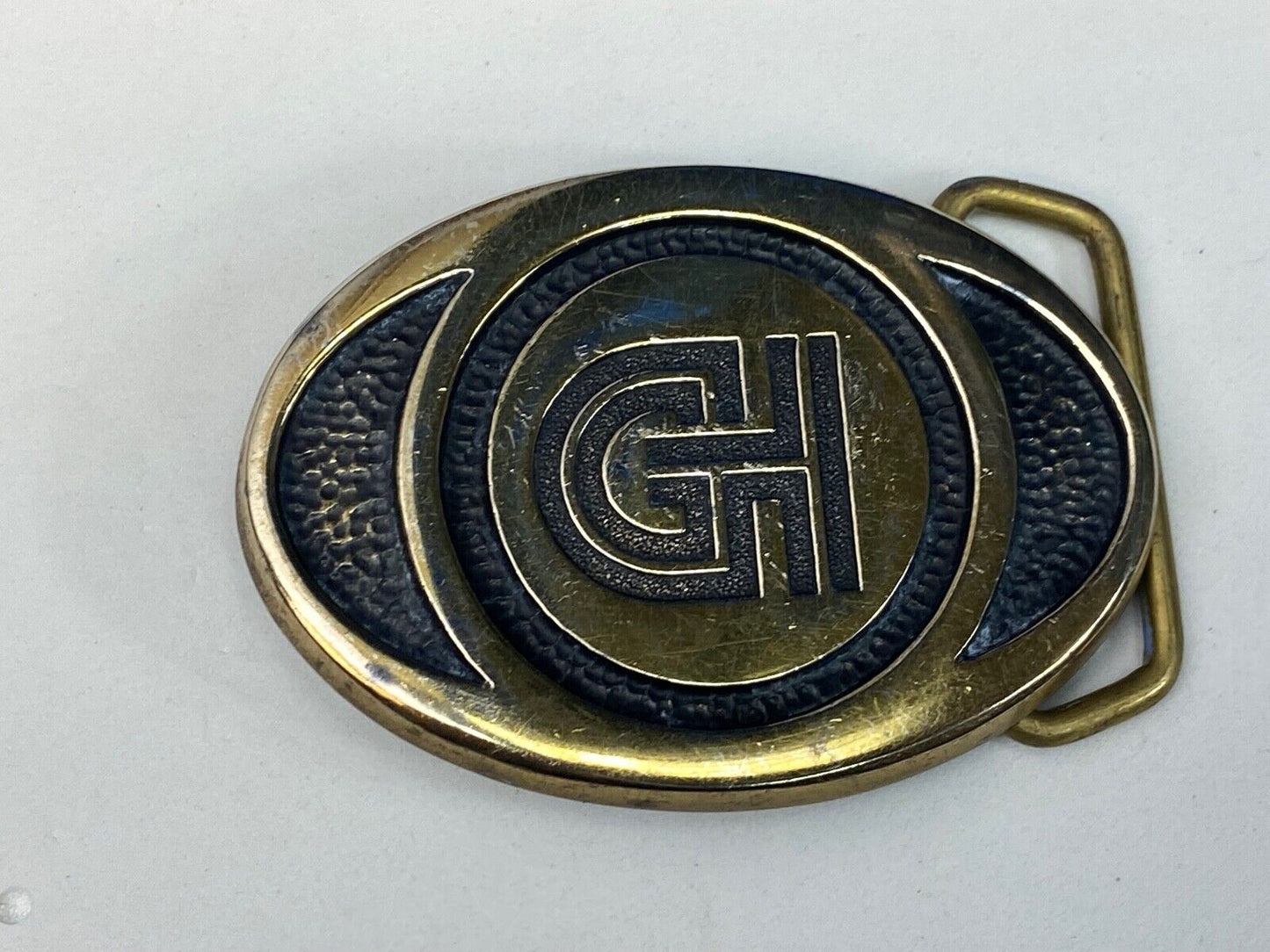 Vintage Ghi? Gi Company Promotional Solid Brass Belt Buckle Scotts Advertising