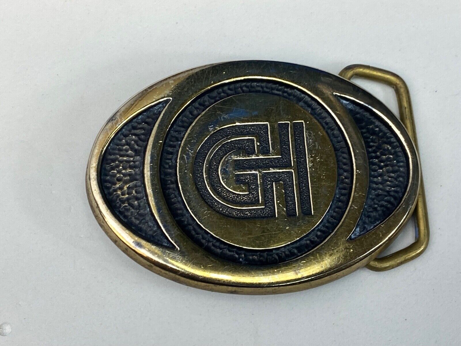 Vintage Ghi? Gi Company Promotional Solid Brass Belt Buckle Scotts Advertising
