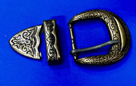 Three Piece Ranger Style Replacement Belt Buckle Keeper and Tip