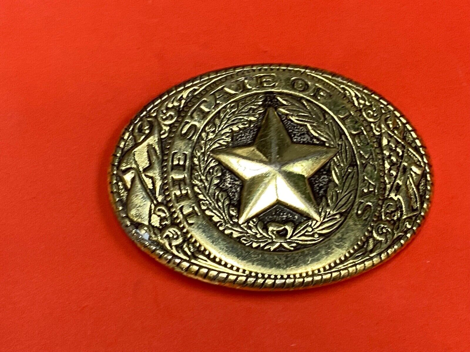 The Great State Of Texas - Lone Star, Flag-, USA Made Oval Western Belt Buckle