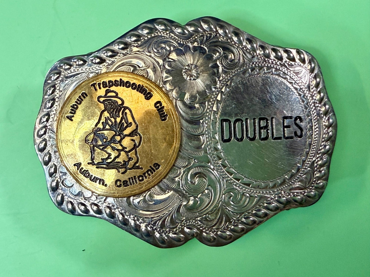Auburn Trapshooting Auburn California Doubles Trophy Champion Awards Belt Buckle