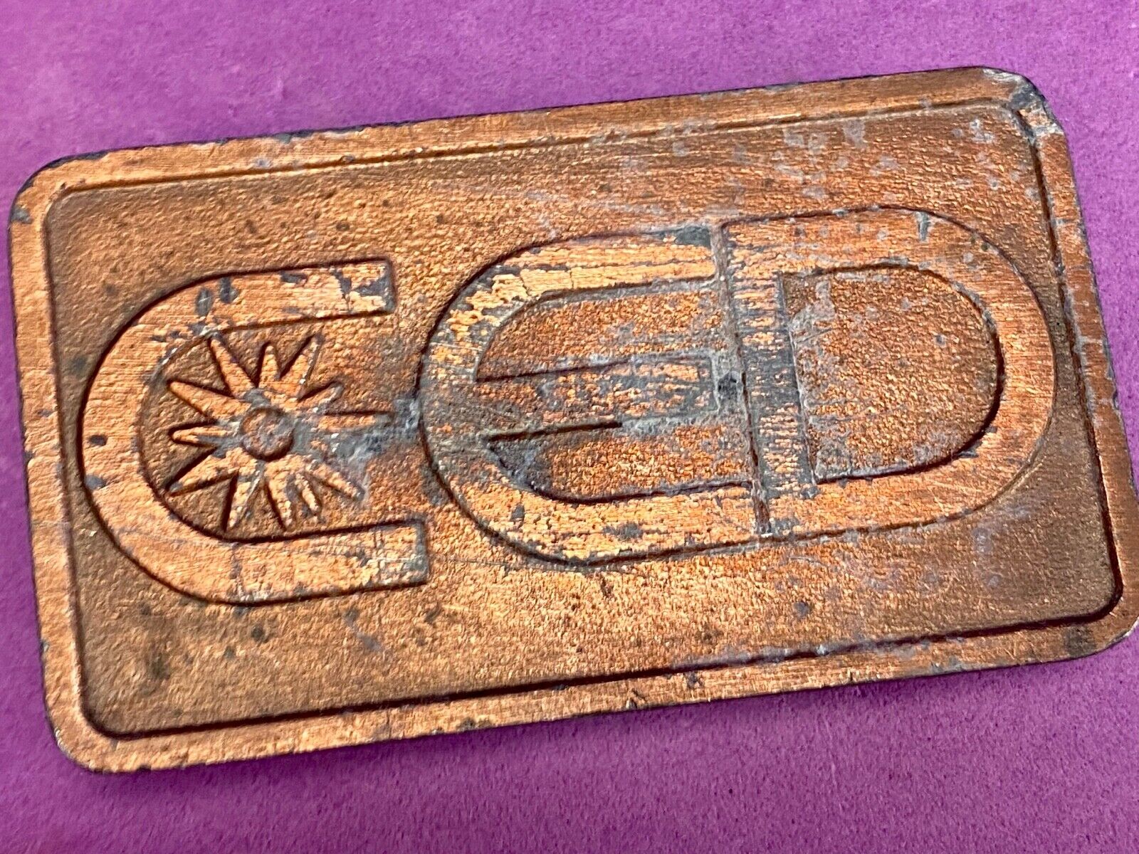 Vintage CED company promotional belt buckle 