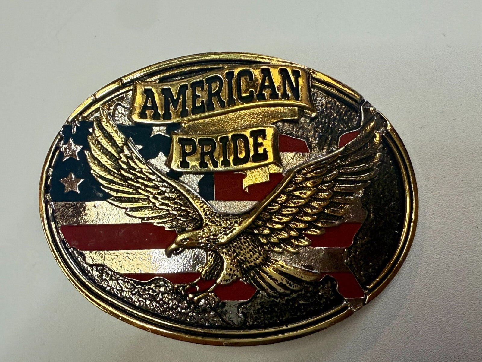 American Pride - Patriotic USA United States Flag and Eagle Western Belt Buckle