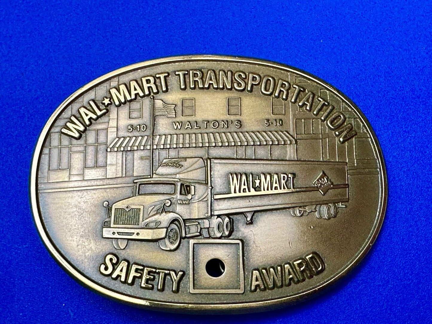 510 Waltons AR Walmart Transportation Semi Driver Safety Award Brass Belt Buckle