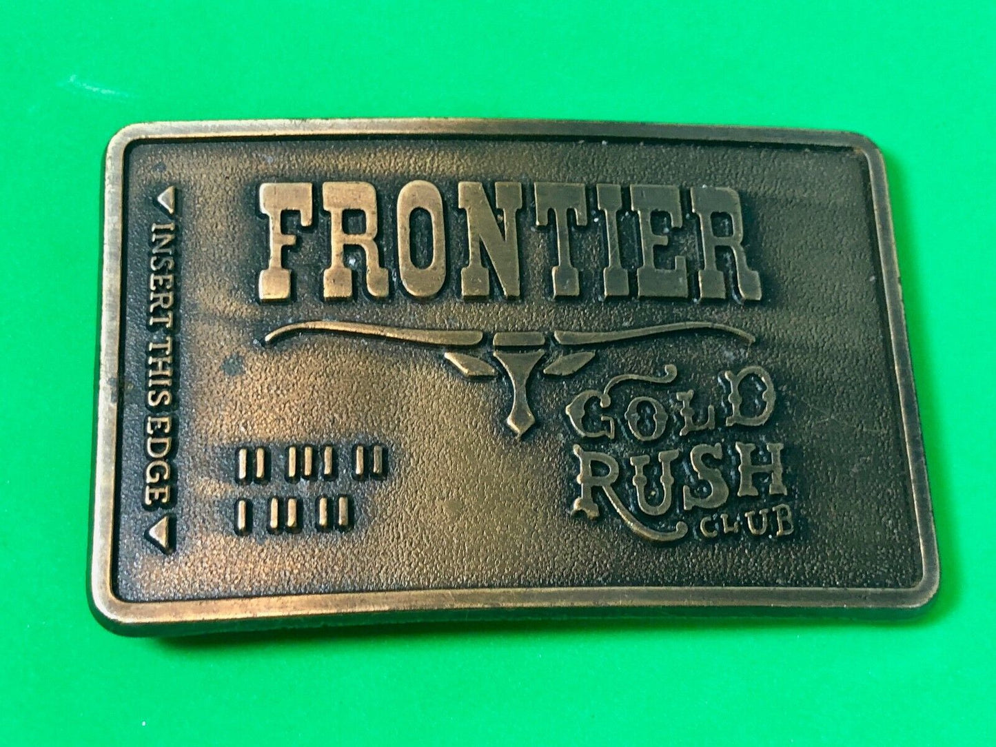 Vintage Frontier gold rush hotel and casino Las Vegas Advertising Belt Buckle 