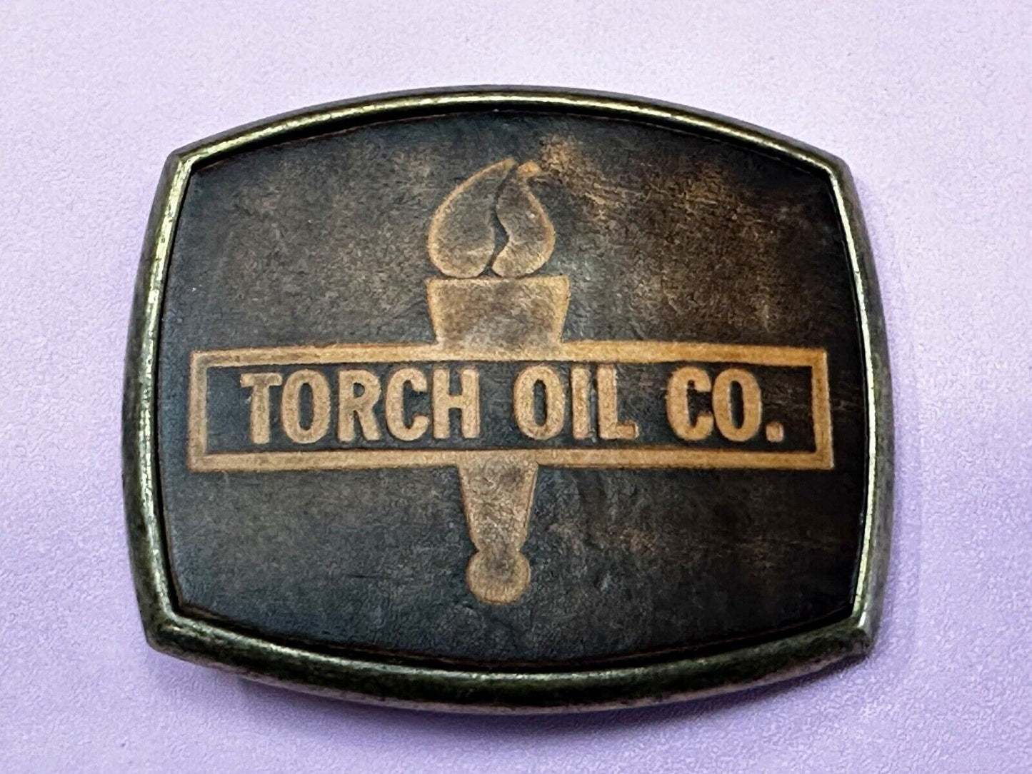 Torch Oil Company gas mine drilling refinery Vintage El-Cid Belt Buckle