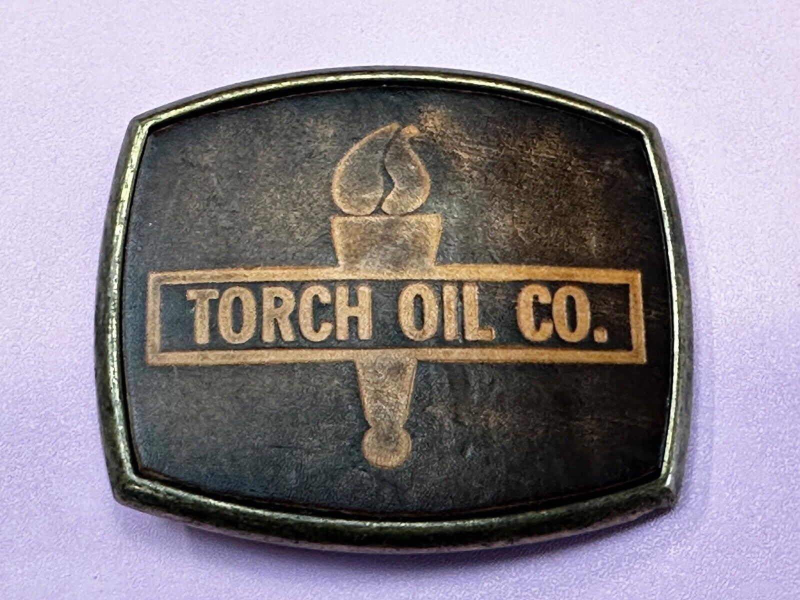 Torch Oil Company gas mine drilling refinery Vintage El-Cid Belt Buckle