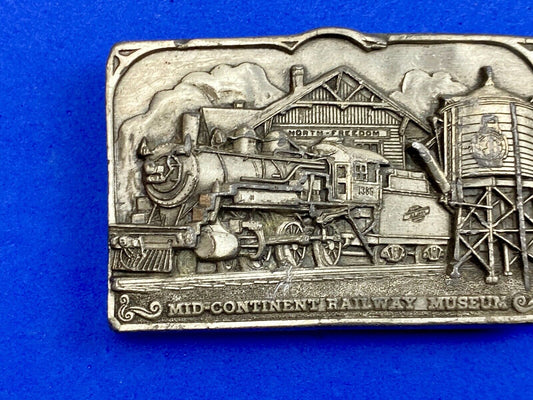 1980’s Mid Century Railroad Museum Steam Locomotive Train Belt Buckle 