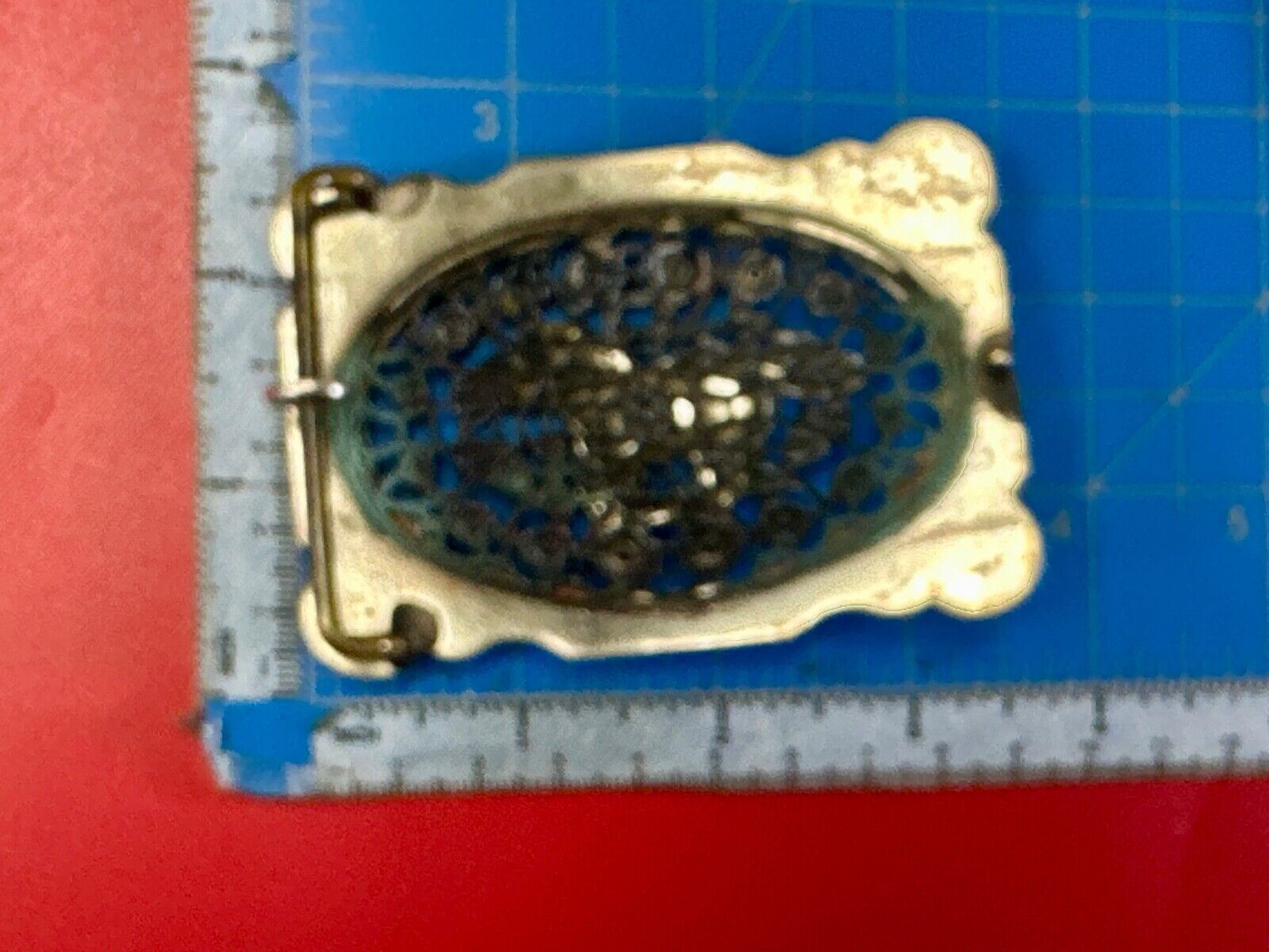 Unique Running Horse in ornate cutout see through vintage two tone belt buckle