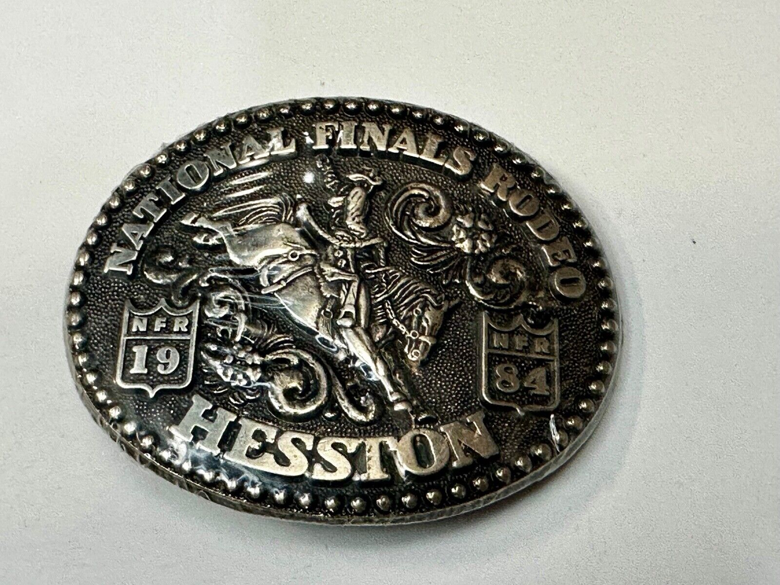 1984 NFR National Finals Rodeo  NOS Youth Size Hesston Belt Buckle