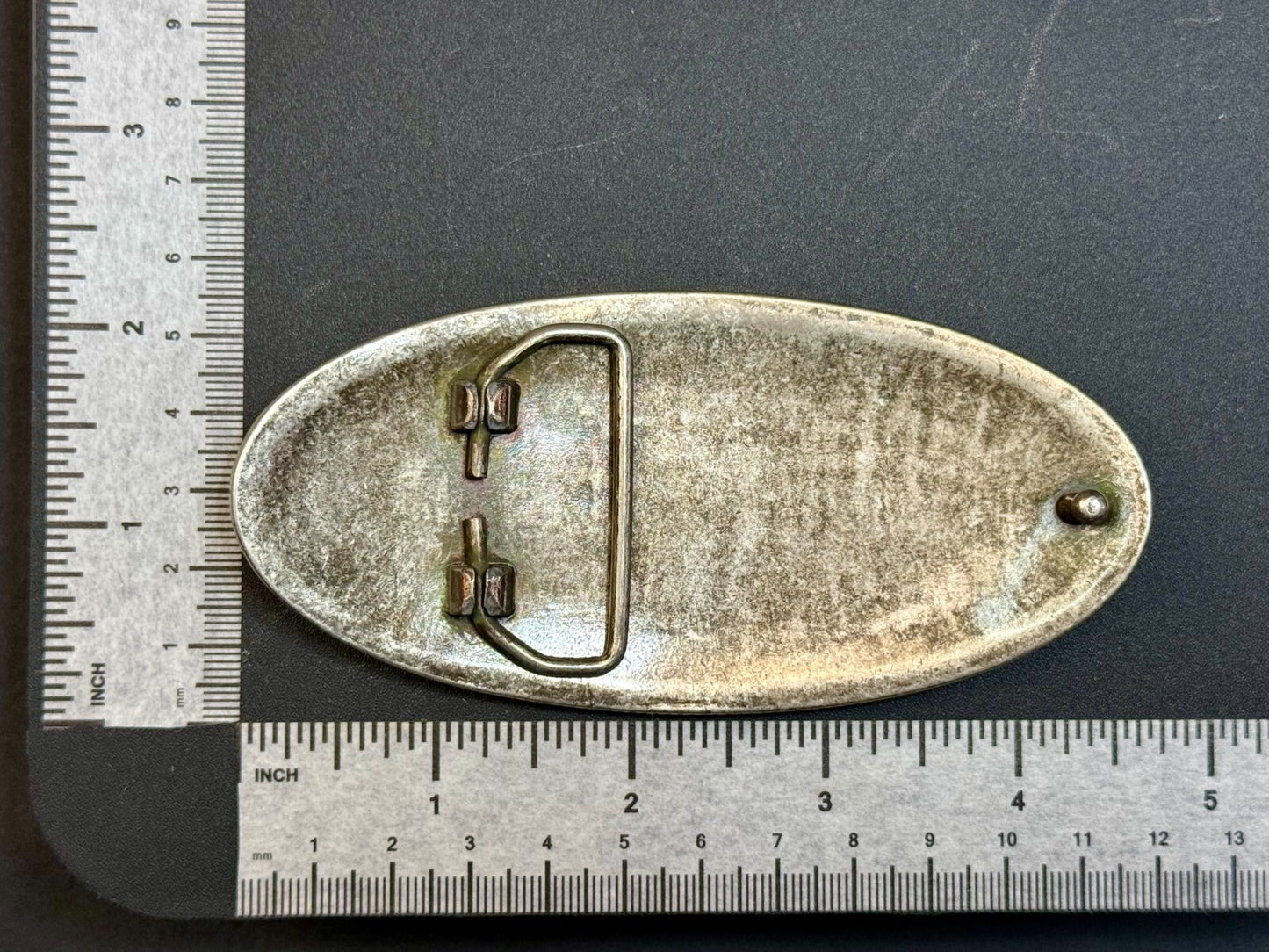 4.5" Wide Retro Simple Plain Faux Leather on Metal Silver Color Belt Buckle