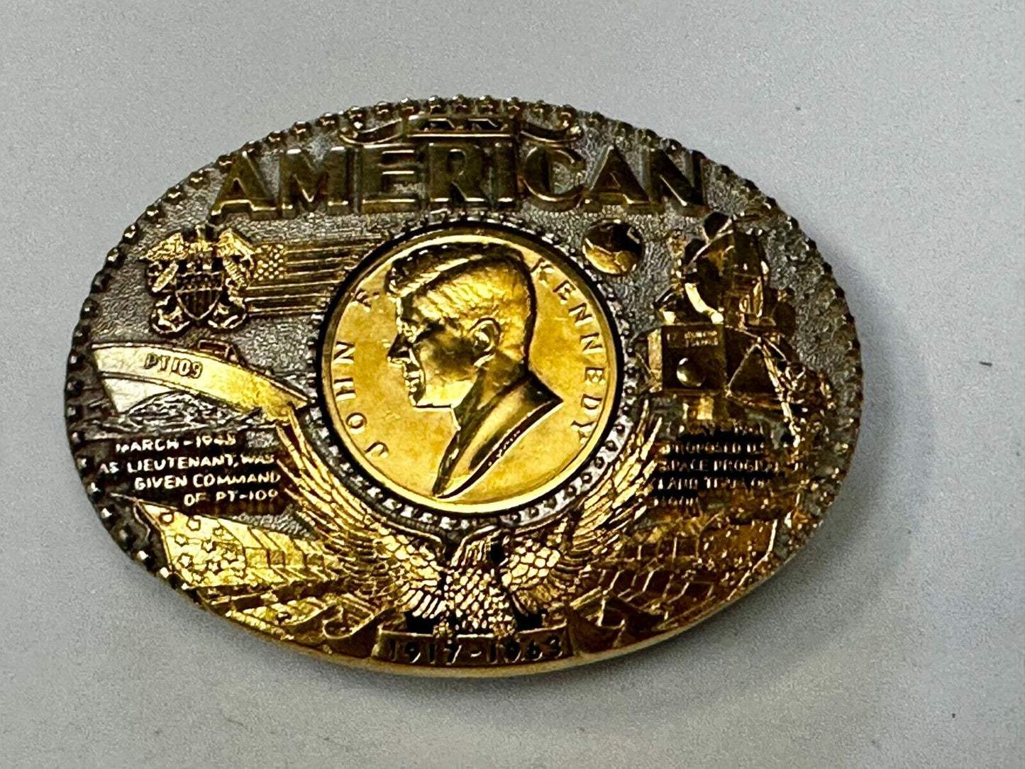 American John F Kennedy President Coin Belt Buckle First Edition #2173 ADM