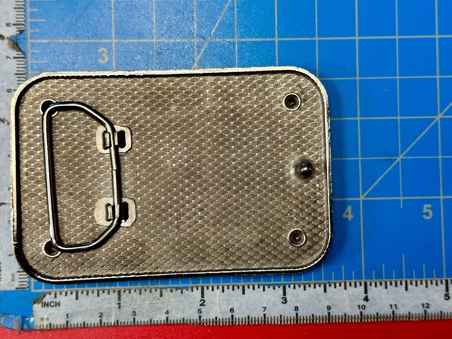 American Eagle - biker style studded black leather background belt buckle