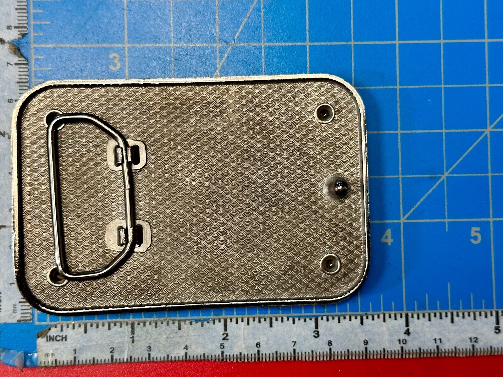 American Eagle - biker style studded black leather background belt buckle