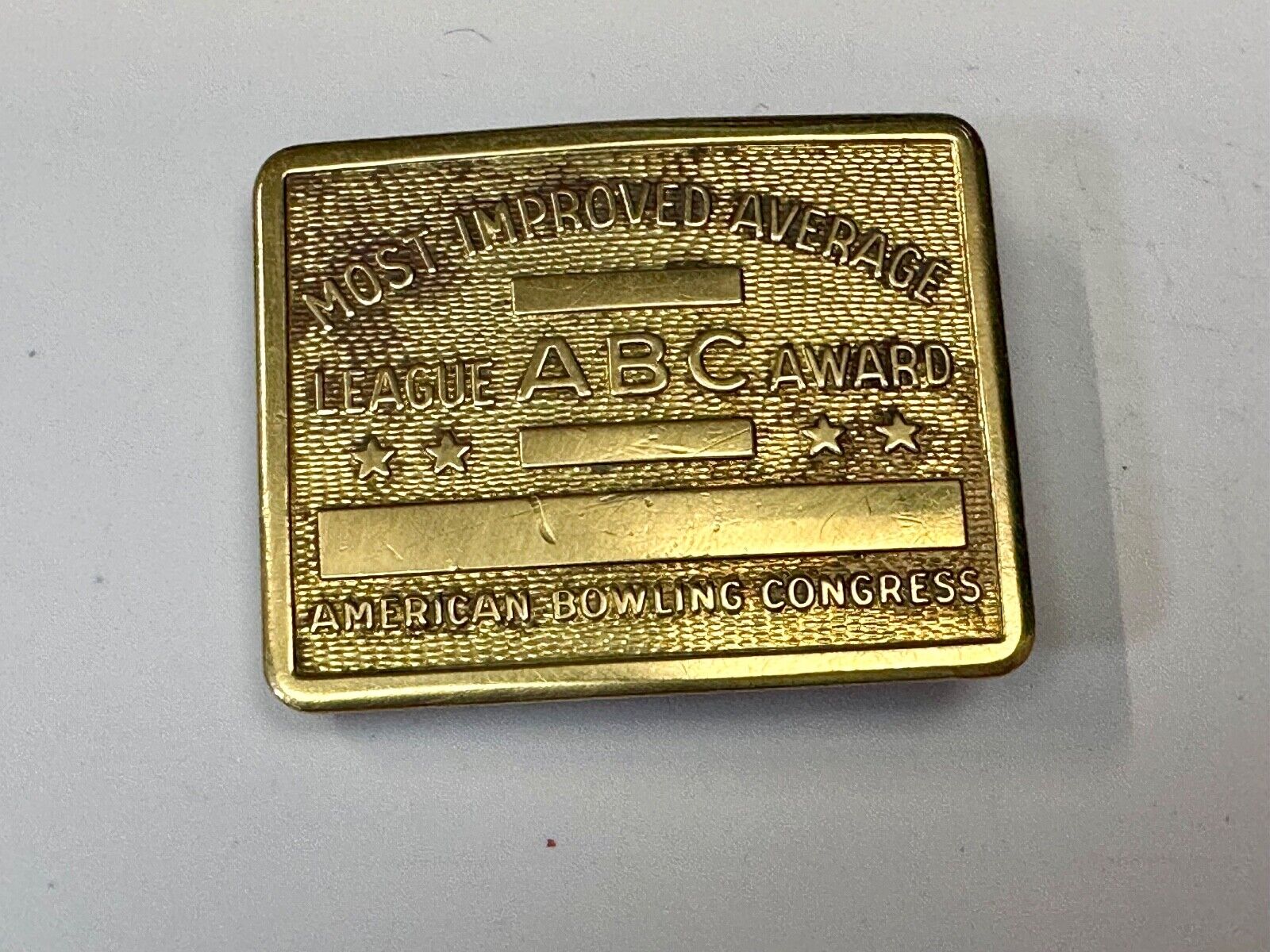 American Bowling Congress BLANK ENGRAVABLE Belt Buckle  Most Improved Average