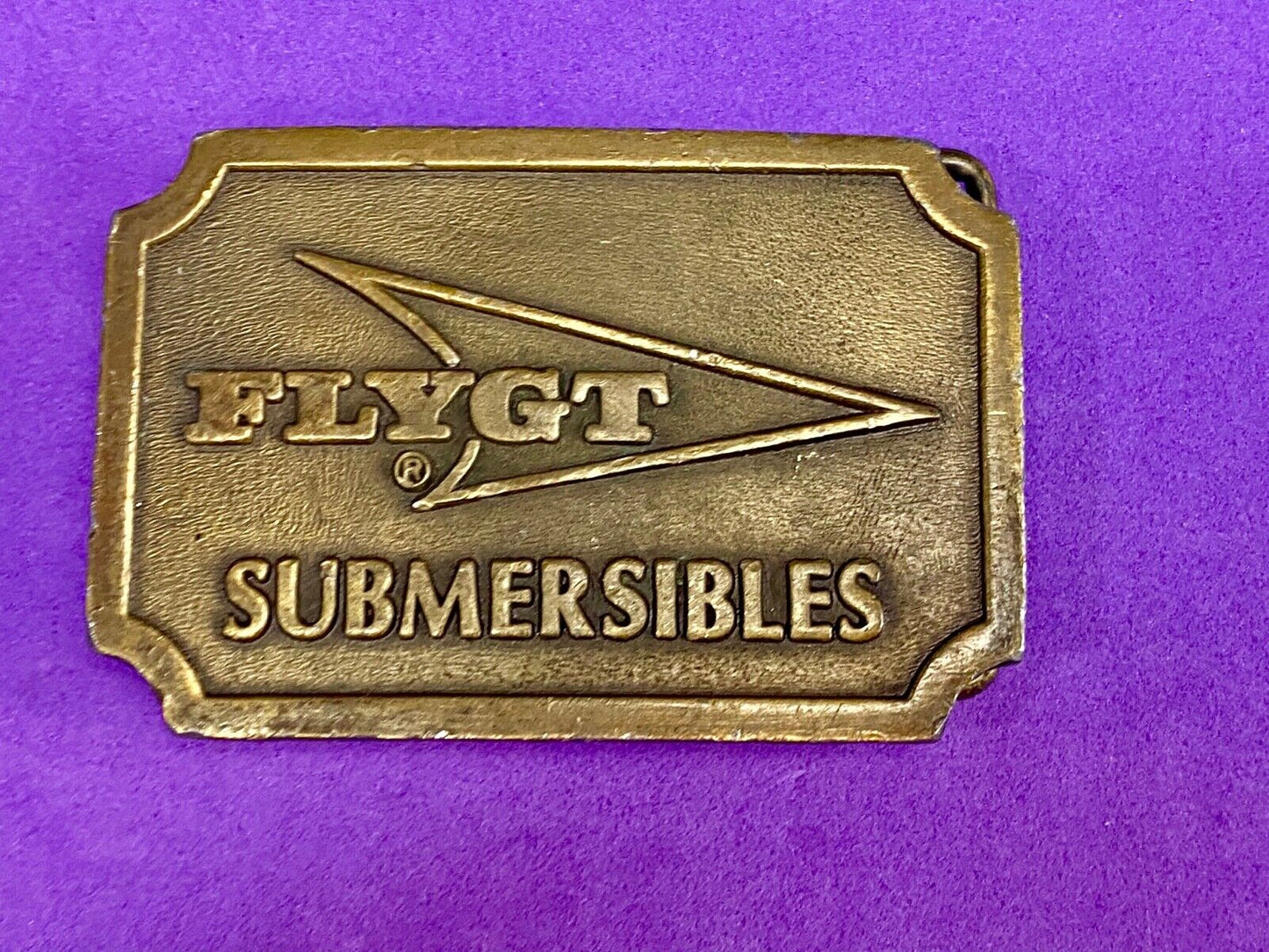 Vintage FLYGT Submersibles belt buckle by Hitline Swedish company advertising 