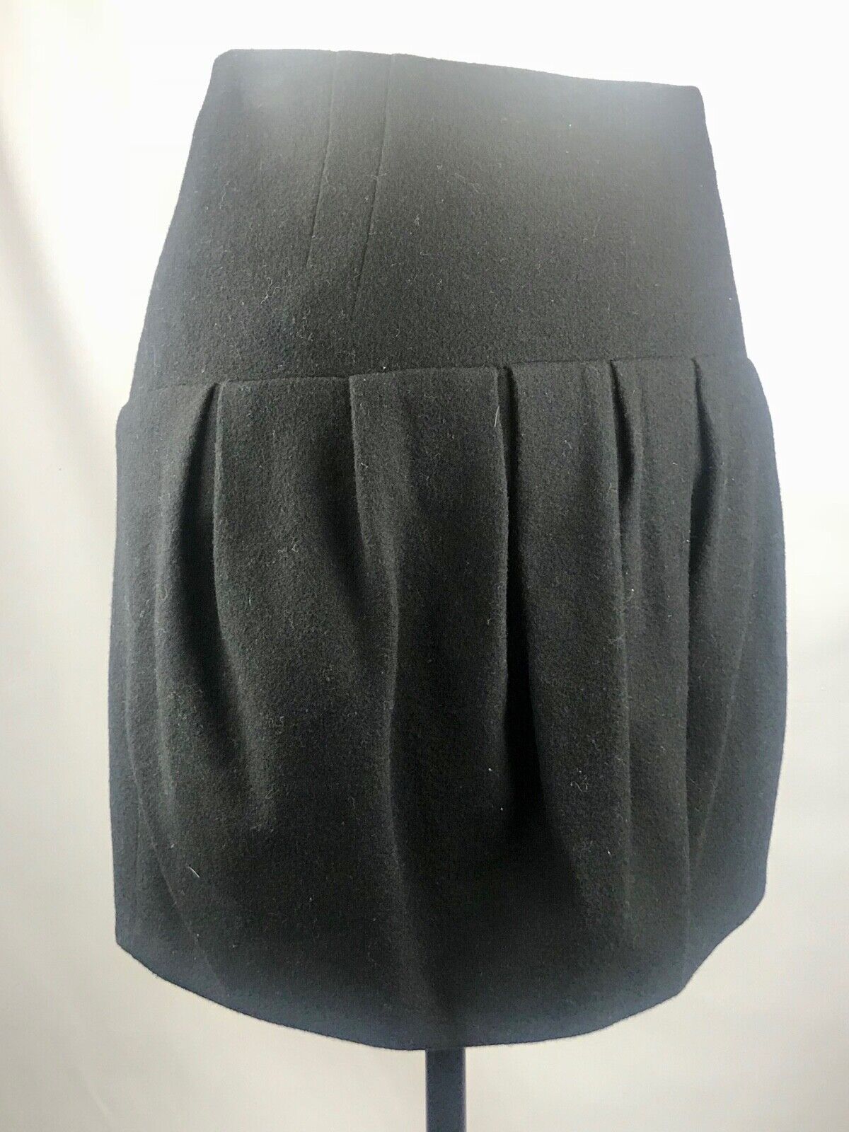 Anthropologie LEIFSDOTTIR Black Wool Blend Short Pleated Mini Skirt 8
