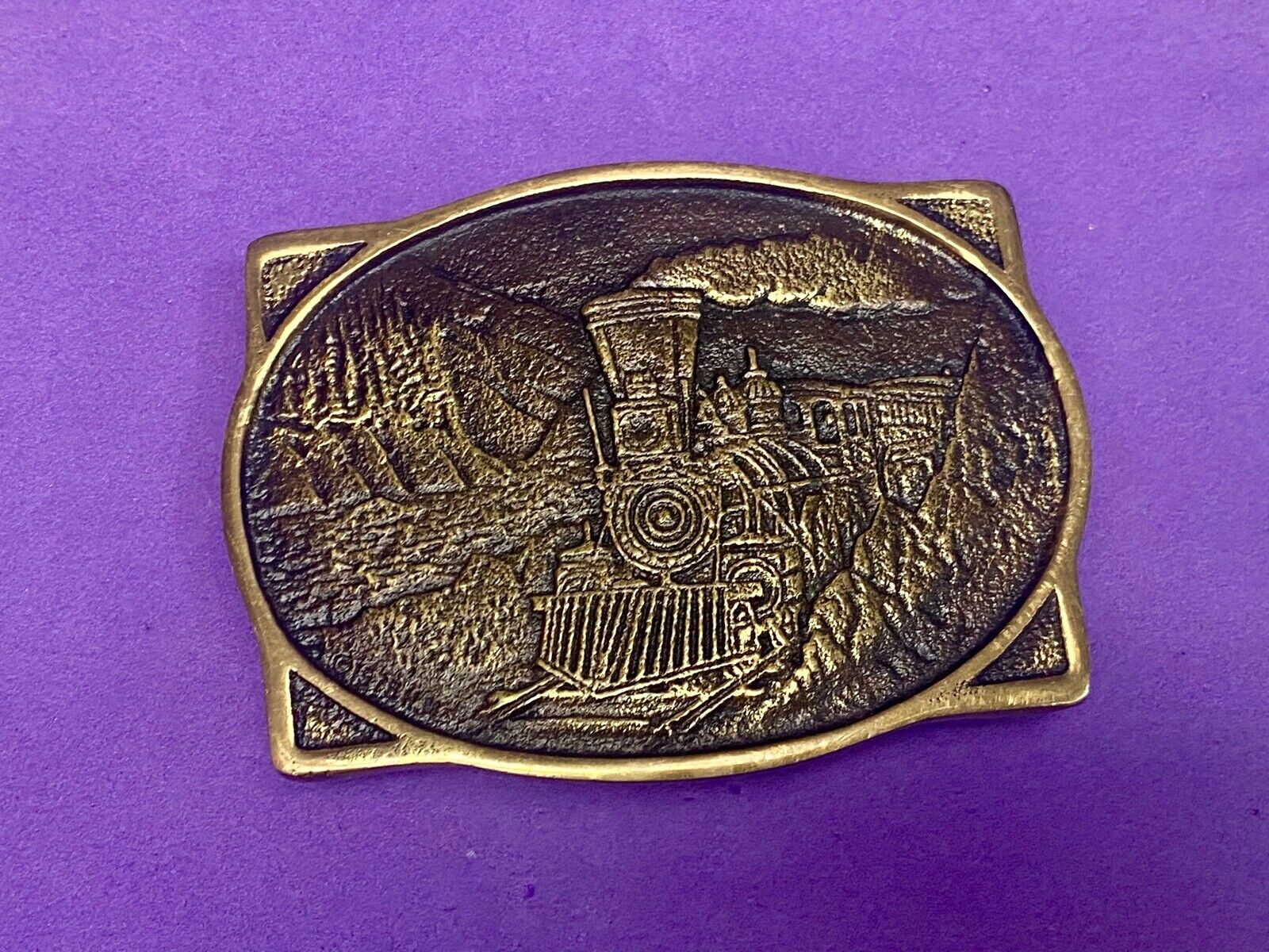 Vintage 1976 American Rr Railroad Solid Brass Train Belt Buckle Heritage Mint 