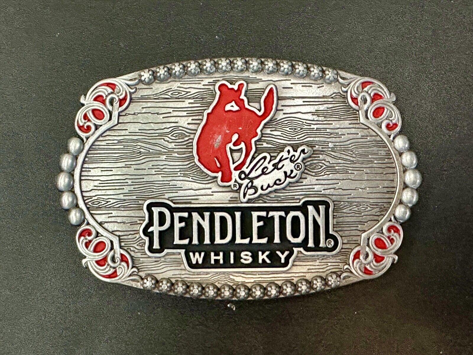 2023 Pendleton Whisky Belt Buckle Montana Silversmiths Let'er Buck Cowboy Rodeo