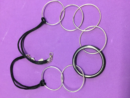 Alfani Silver tone Disc Necklace 