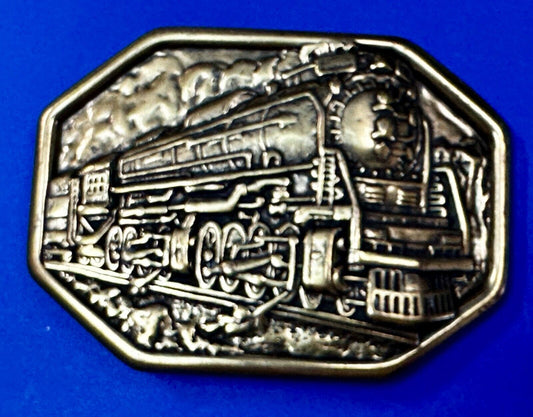 Train Rail Road Collectors Vtg. Avon Brand Brass Tone Steam Engine Belt Buckle