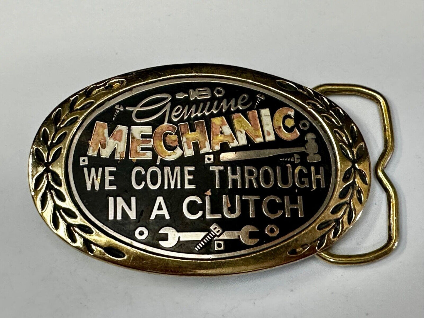 A Genuine Mechanic We come through in a clutch -Aminco 1980 Brass Belt Buckle